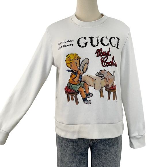 Gucci Tops - Gucci Mad Cookies Graphic Sweatshirt Pullover Cotton Jersey Long Sleeve White XS